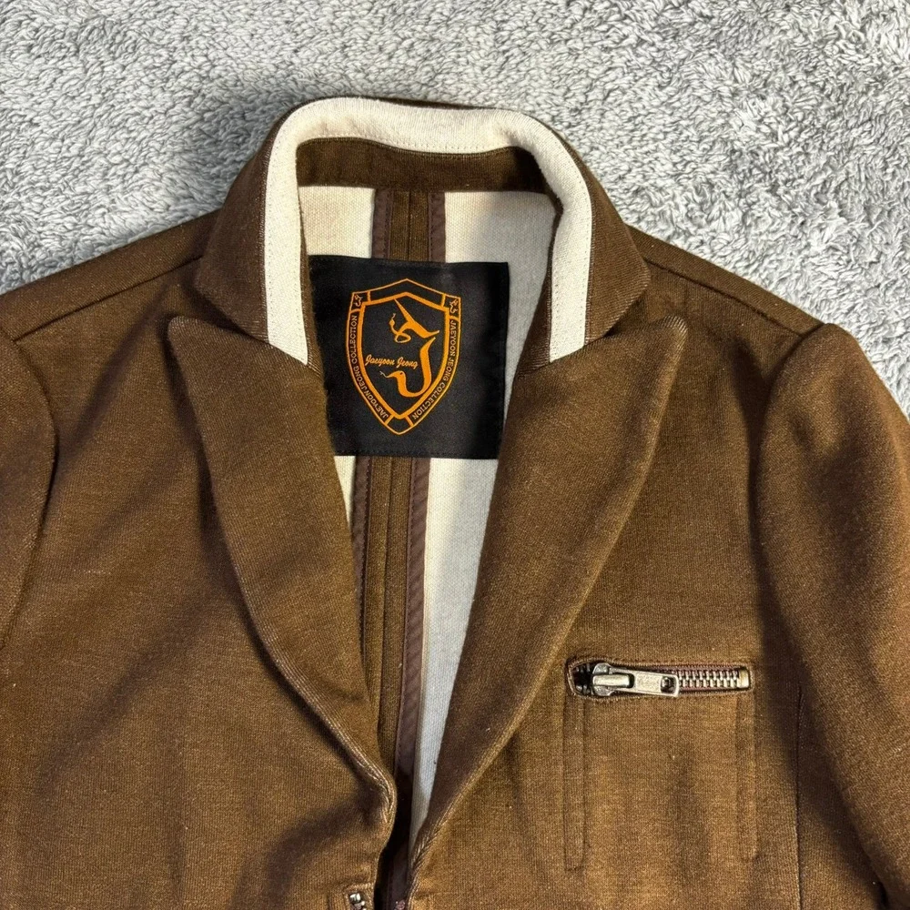 Jaeyoon Jeong Collection Brown Multi Zipper Blazer Jacket Streetwear Men Small